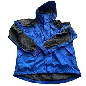 Bass Pro Shops Men Blue/Black Hooded Windbreaker Jacket Size Medium
